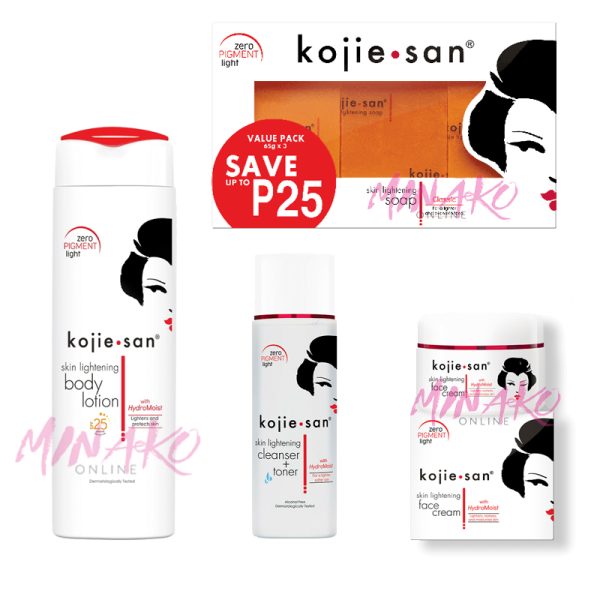 Kojie San Premium Total Skin Lightening Set - Soap, Lotion, Cream & Toner