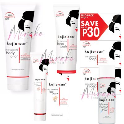 Kojie San Full Package Total Skin Lightening Set – Soap, Lotion, Cream, Face Wash & Toner