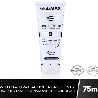 GlutaMAX Instant White Matte Body Cream 75ml SPF50 with Nanowhite Technology